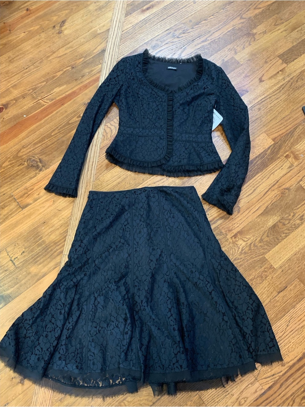 Tahari Black Lace Two-Piece Skirt Set